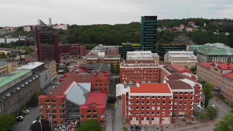 Aerial-view-over-Garda-located-in-Gothenburg,-Sweden