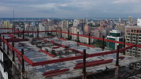Aerial-View-of-Skyscrapers-Under-Construction-in-Kyiv,-Ukraine