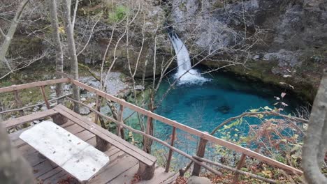 Hiking-around-Theth-to-the-Blue-Eye,-Grunas-waterfall-and-in-the-Albanian-Alps-during-Fall-season-or-autumn-season