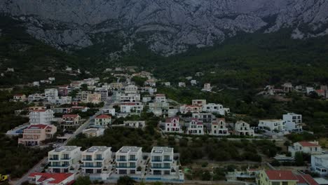 Aerial-Dorne-Footage-from-a-House-in-Veliko-Brdo,-Makarska-up-the-Mountain-Top,-Croatia