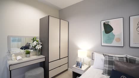 Einfaches-Und-Stilvolles-Innendesign-Für-Minimale-Schlafzimmer,-Keine-Menschen