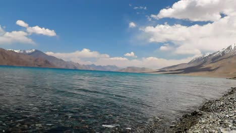 A-bright-day-in-Pangong-lake-located-in-Ladakh-district-of-Jammu-and-Kashmir,-India