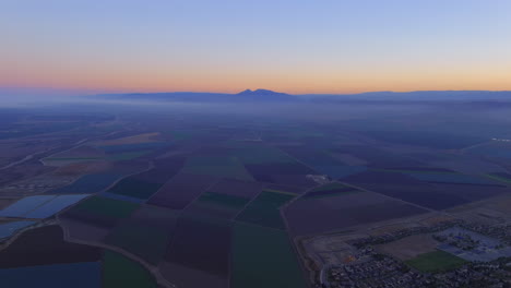 Aerial-View-Of-Agricultural-Land-In-The-King-City-At-Sunrise-In-Monterey-County,-California,-USA