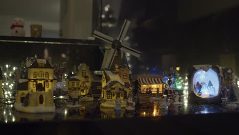 Miniature-Christmas-village,-Handheld,-Medium