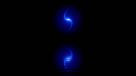 Animated-blue-cosmic-swirl-with-mirror-effect-and-water-reflection