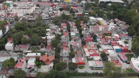 Aerial-view-of-El-Manantial-in-Peña-Pobre-neighborhood,-southern-Mexico-City