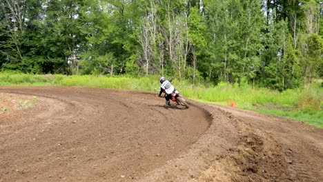 Motocross-rider-entering-and-exiting-a-dirt-turn-on-a-track