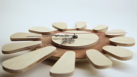 Wooden-Plywood-Wall-Clock.-Close-Up-Shot