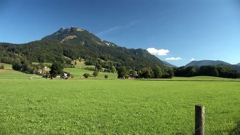 Pastizales-Y-Hermoso-Panorama-Montañoso-De-Los-Alpes-Bávaros,-Alemania