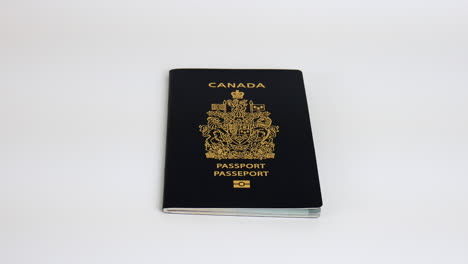 Canadian-Passport,-canada-official-travel-document,-citizenship-border-control,-customs-boarding