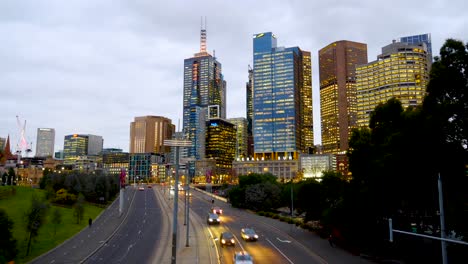 Melbourne-Cbd-Skyline-Nächtlicher-Zeitraffer