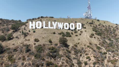 An-approaching-aerial-shot-of-the-Hollywood-sign