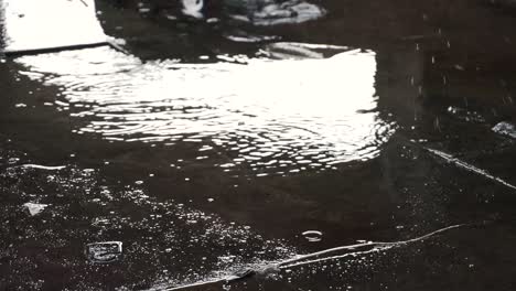 Water-Droplets-from-rain-hitting-puddle-under-bridge