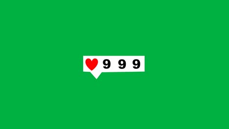 A-Heart-or-Social-Like-Icon-shown-at-the-Center-of-the-Screen-in-Closeup-and-the-Like-Counter-is-Quickly-Increasing-on-a-Green-Background-for-Easy-Customization