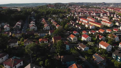 Amazing-aerial-footage-over-the-suburban-part-of-Gothenburg,-Sweden-called-Karralund-1