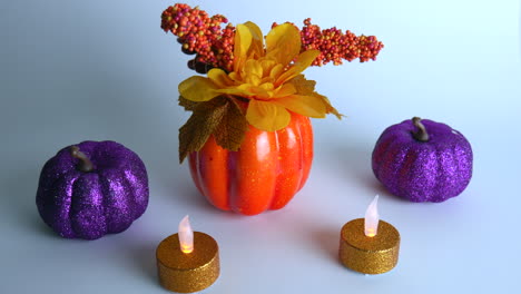 Halloween-decor,-background-and-template,-creative-studio-halloween-celebration-illustration,-decorative-pumpkin,-candles-and-autumn-cartoon-design,-decoration-art,-trick-or-treat