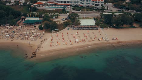 Drone-hyperlapse-of-a-beach-bar-and-a-hotel-in-Greece-with-sideway-movement