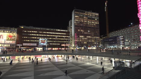 Wide-pan-tilt-of-people-on-Sergel's-square-in-central-Stockholm-Sweden