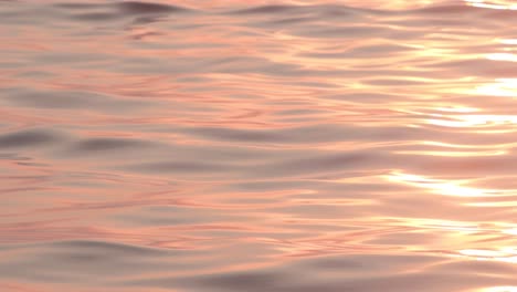 Orange-sunlight-glimmering-on-slow-moving-smooth-ripples-and-waves