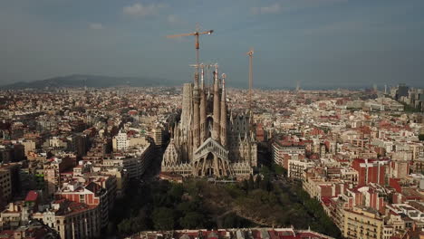 Aerial-view-of-Sagrada-Familia,-Barcelona,-Spain-3