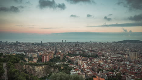 Zeitraffer,-Barcelona-Sonnenuntergang,-Spanien-1