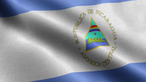 Primer-Plano-Ondeando-Lazo-4k-Bandera-Nacional-De-Nicaragua