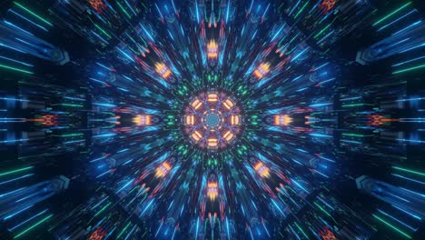 Fast-motion-graphics-sci-fi-bright-starbursts-of-teal,-blue,-green-and-orange