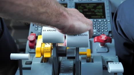 Pilot-Controls-Plane’s-Thrust-with-Throttle-Lever-during-Taxi-Close-up