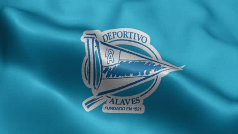 Bucle-Animado-De-Primer-Plano-Azul-4k-De-Una-Bandera-Ondeante-Del-Equipo-Español-De-Fútbol-De-La-Liga-Alavés