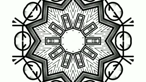 Kaleidoskop-Effekt,-Der-Aus-Der-Mitte-Des-Bildes-Mit-Dunklen-Linien-Auf-Weißem-Hintergrund-Hervortritt