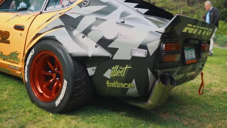 Arc-Shot-of-Beautifully-Modified-Nissan-240z-Coupe-at-Luxury-Car-Show