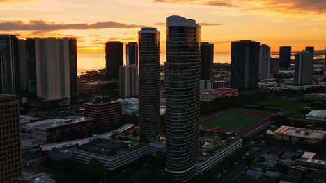 Aerial-footage-of-condos-during-sunset