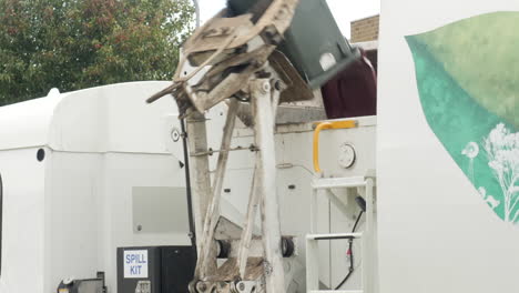Wheelie-Garbage-Bin-Is-Lifted-By-Mechanical-Arm-Into-Truck