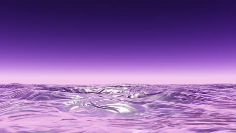 Thick-gel-like-bubbled-ocean-waves-on-a-outer-space-foreign-alien-planet-with-a-purple-atmosphere,-seamless-endless-loop
