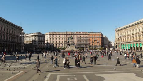 Hyperlapse-of-Piazza-Duomo-truck-left-wide-shot-during-bright-sunny-day-in-winter