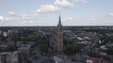 Drone-Orbiting-view-Sint-Vituskerk-Church-in-Hilversum