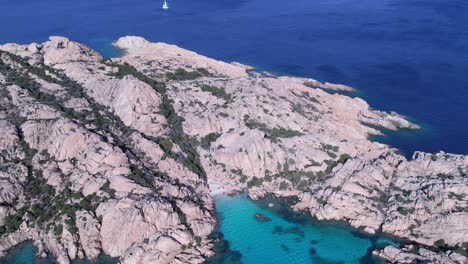 Aerial-View-Over-Island-Of-Caprera-With-Dolly