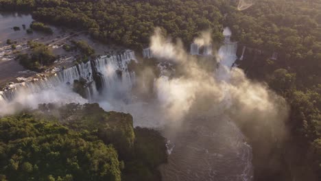 Spectacluar-drone-shot-of-Iguazu-Falls-with-beautiful