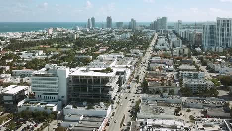 Beautiful-panoramic-view-and-aerial-drone-shot-of-Miami,-Florida,-USA