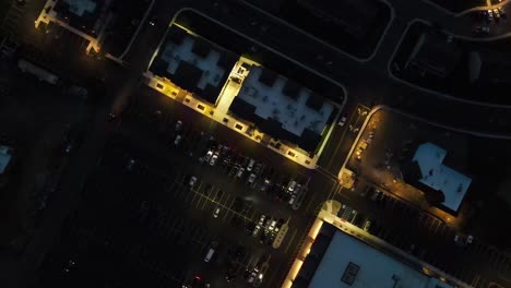 Aerial-View-of-Parking-Lot-at-Night