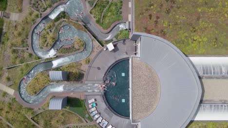 Aerial-view-of-a-water-park-where-people