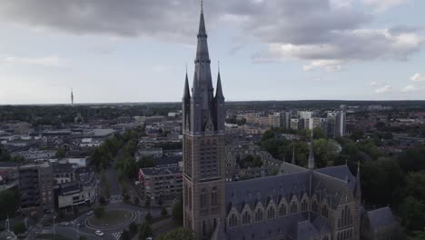 Aerial-view-around-the-Saint-Vitus-Church-in