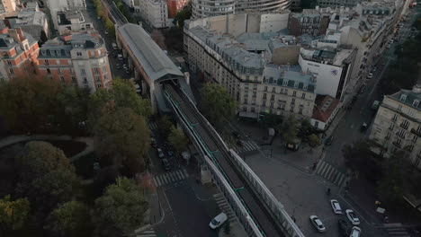 Metro-train-passing-on-Cambronne-bridge-in-Paris