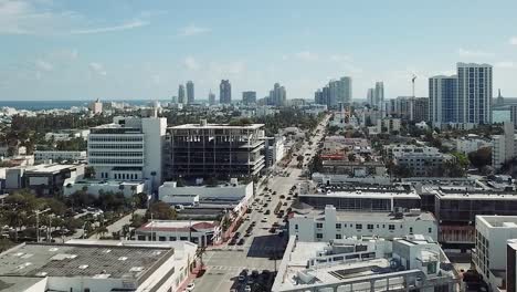 Drone-shot-of-streets-in-the-Miami-Beach-area,Florida