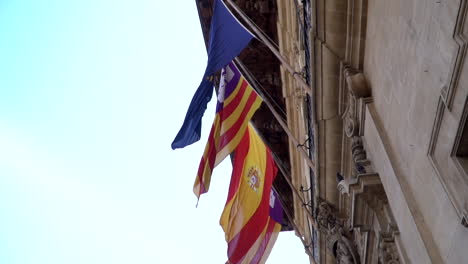 Europe-union-Spain-and-Palma-flags-moving-in