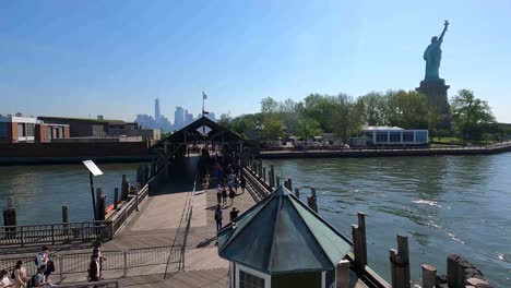 Tourists-Arrived-At-Liberty-Island-Ferry-Terminal-To