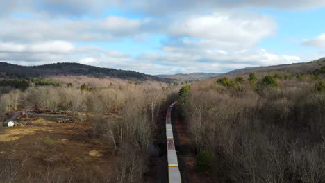 Drone-video-of-a-train-going-through-forest