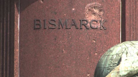 Close-up-of-inscription-on-Bismarck-Memorial,-Bismarck-Nationaldenkmal,-Berlin,-Germany