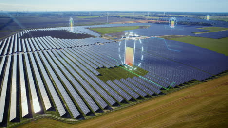 Luftaufnahme-über-Einem-Großen-Futuristischen-Photovoltaik-Solarpark