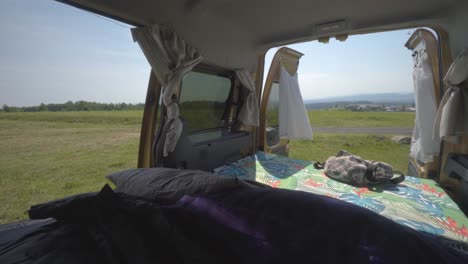 Cosy-interior-of-a-mini-camper-van-with